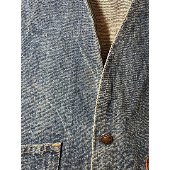 Vintage Orange Tab Levi’s Denim Vest Made in USA Snaps - Picture 4 of 12